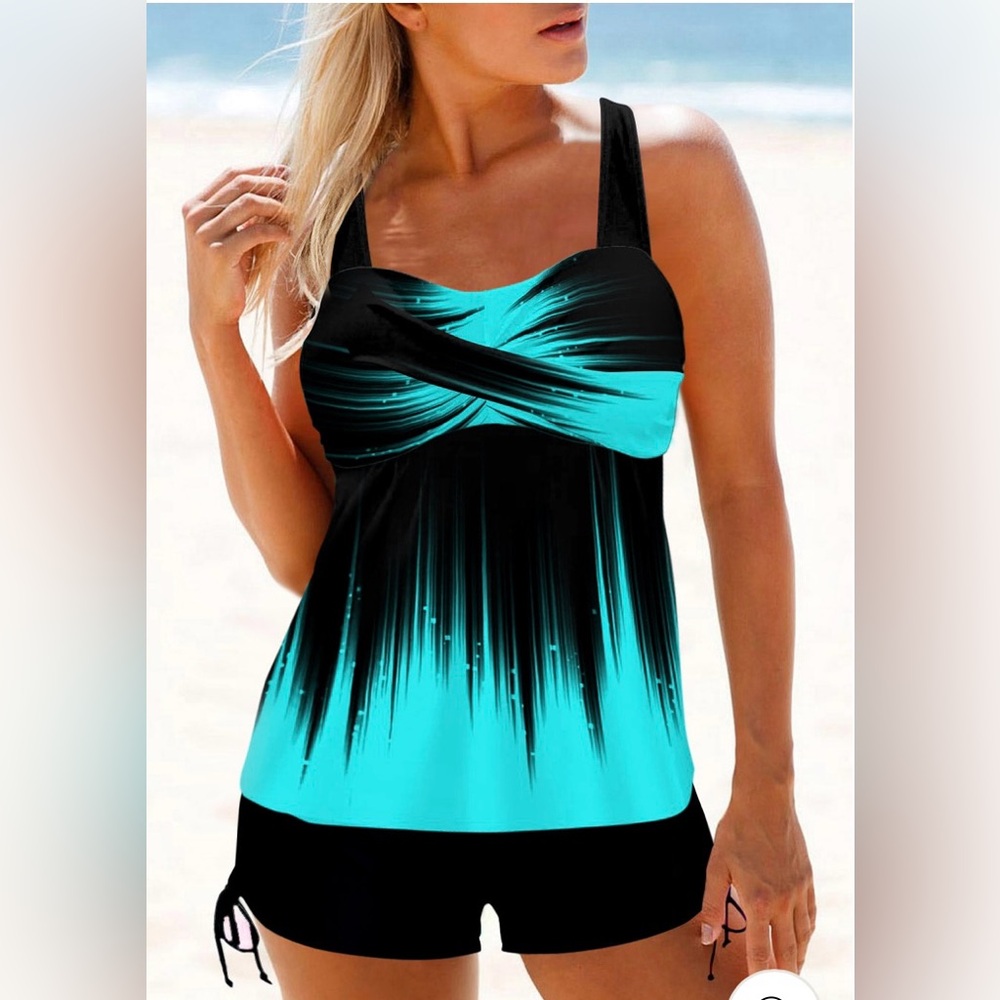 Xxl Brand new teal and black tankini